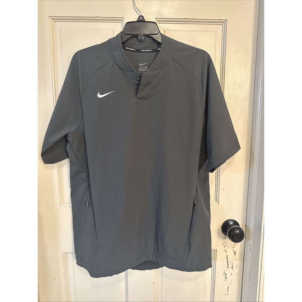 Nike Mens Baseball Short Sleeve Pullover Hot Jacket Dark Gray AH9610-060 Medium